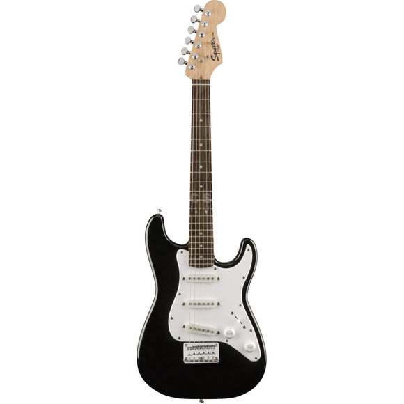 The Squier Mini Stratocaster - Black is a full-blooded Strat. Ideal for younger beginners or players with smaller hands, the Mini Strat is a 3/4 size version of the incredibly popular Bullet Strat.  Because this is a Strat through and through, you can take this with you as a travel guitar and be sure that it's going to sound like the real deal!
