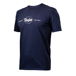 Show off your Taylor Guitars fandom with this classic logo T-shirt in navy, featuring a gray Taylor logo on the front