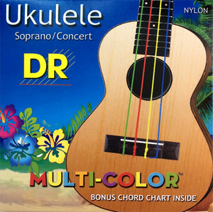 DR Multi-Colour Nylon Ukulele Strings - Soprano/Concert