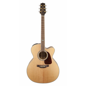 With its mighty jumbo body style, solid-top construction, stunning cosmetic features and premium electronics, the GJ72CE is a commanding acoustic/electric guitar that is built to perform.  Featuring a solid spruce top and flame maple back and sides, the Takamine GJ72CE-NAT Acoustic/Electric Guitar - Natural produces all the volume and robust sound that players expect from a jumbo guitar.
