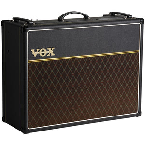 For those who crave more power, the AC30 expands on the captivating sound of its little brother by doubling the wattage. Employing a quartet of EL84 power tubes, the VOX AC30C2 Combo Amplifier pumps 30 watts of remarkable tone through a pair of 12” Celestion Greenback or Alnico Blue speakers.