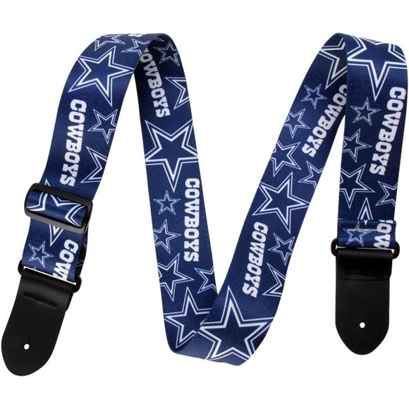 Add the Dallas Cowboys Woodrow Guitar Strap to any guitar, and show off your favorite team colors! Adjustable and durable, you'll be able to find the right length to jam out comfortably