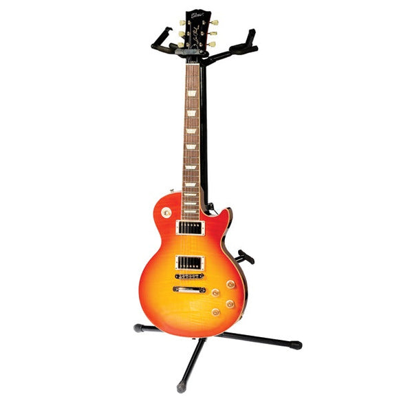 Heavy Duty Triple guitar stand - hang style w/ non-slip clutchFeatures:• Ideal Stand for Acoustic & Electric Guitars or Basses.