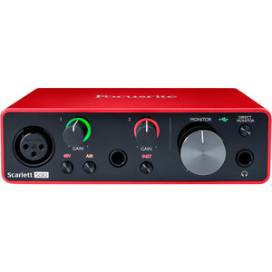 Scarlett’s most compact interface – thousands of musicians use the Focusrite Solo to capture studio-quality sound every day. Capture your music anywhere by simply plugging your instrument straight in or miking up, and monitoring directly for latency-free foldback. Scarlett Solo is giving musicians worldwide professional sounding results everywhere, all the time.