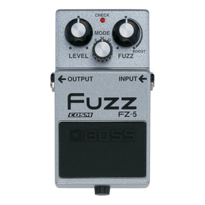 The Boss FZ-5 is a modern pedal built for the modern guitarist, but the sounds you can get from the FZ-5 are pure retro. Looking back at the glorious rock sounds of the ’60s and ’70s, the FZ-5 recreates its vintage fuzz through BOSS state-of-the-art COSM technology. Recall the fuzz-filled flavors of classic pedals, such as the Maestro FZ-1A, Fuzz Face and Octavia pedals, and kick ’em into overdrive with the FZ-5’s Boost knob. 