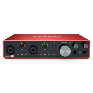Sitting on the desks of more producers than any other, the Focusrite Scarlett range of audio interfaces means studio quality sound for more music making machines than any other. 8i6, with its dual mic-pres, fixed-line I/O and MIDI, gives you just the right connectivity to easily bring your hardware music making setup into the computer world.