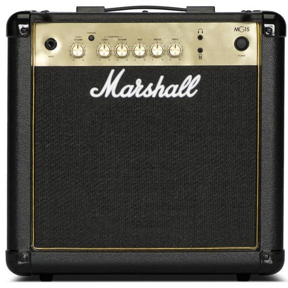 The Marshall MG15G 15-Watt Combo Amplifier is a compact 15W amps that pack plenty of power. The 8” speaker delivers a great sound for practice but can also hold its own in front of a small crowd.