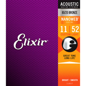 Elixir Nanoweb Custom Light 11-52 Acoustic Guitar Strings 11027