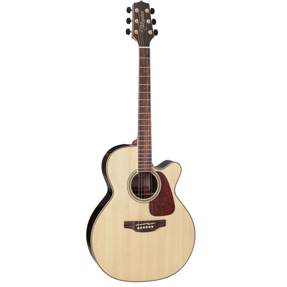 For players seeking a well-balanced guitar with great performance features and refined looks, the Takamine GN93CE Acoustic/Electric Guitar - Natural has a solid spruce top, black walnut/maple sides and a beautiful three-piece black walnut/maple back.