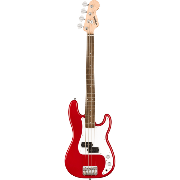 The Squier Mini Precision Bass® is the perfect companion for players seeking a reduced-size instrument with classic styling and familiar Fender® tone. Highlights include a thin and lightweight body, a short-scale neck with an easy-to-play “C”-shaped profile, a Squier split single-coil pickup with volume and tone controls for sonic variety, and a hardtail bridge for solid tuning stability.