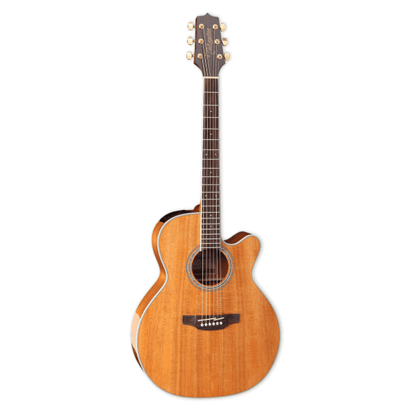 With its scaled-down jumbo body, you can already expect the Takamine GN77KCE-NAT Acoustic/Electric Guitar - Natural Koa to deliver full-bodied lows and plenty of volume. Add to that the mid-focused chime from the laminated koa construction, and you'll fill the air with gorgeous tone.