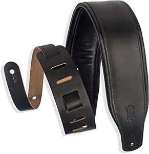 Levy's Black Leather Guitar Strap w/ Padded Backing