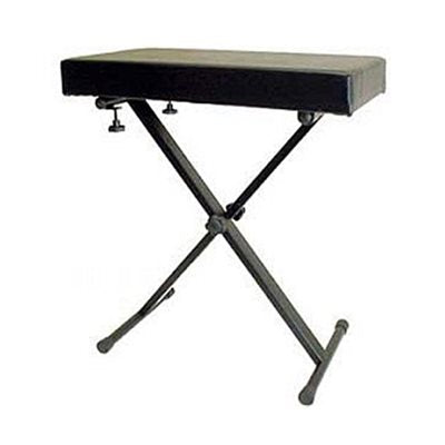 Profile Keyboard Bench KDT200B Deluxe keyboard throne featuring large 12” by 24” padded seat and sturdy folding legs with four height settings, black finish. A durable and comfortable piano/keyboard bench at a great price.
