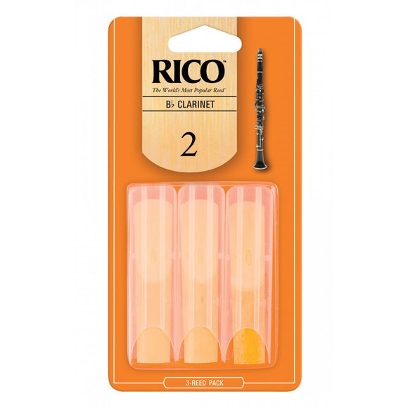 The Rico Bb Clarinet Reeds - Strength 2.0 (3-Pack) cut is unfiled and features a thinner profile and blank. Rico 