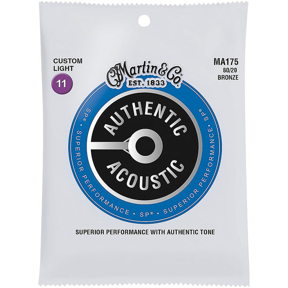 Martin MA175 80/20 Bronze Acoustic Guitar Strings Custom Light