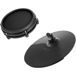 The Alesis Nitro Mesh Expansion pack adds an 8" tom pad and 10" cymbal pad to an existing Nitro Mesh electronic drum kit. The new pads integrate seamlessly into the module. The pack also comes with drum and cymbal arms for mounting, plus the necessary clamp and cabling.