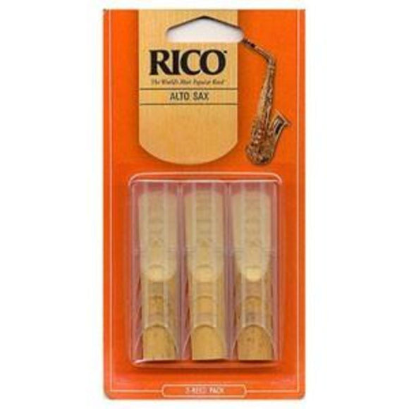 The Rico Alto Sax Reeds - Strength 3 (3-Pack) cut is unfiled and features a thinner profile and blank. Rico 