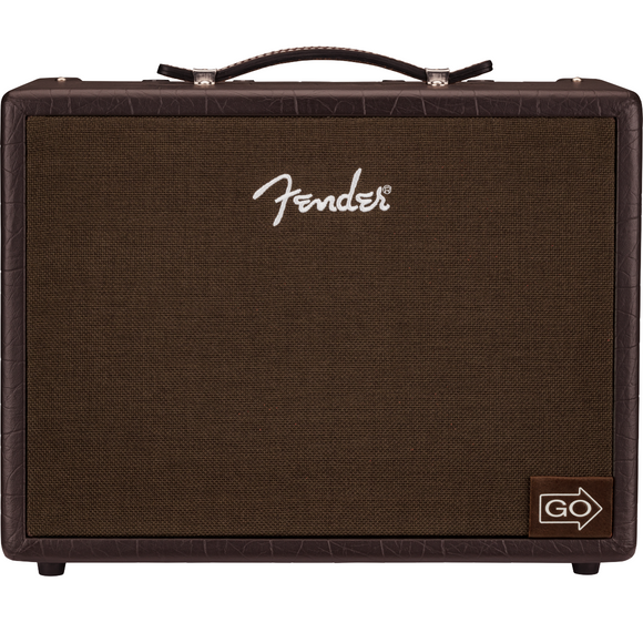 The Fender Acoustic Junior GO amplifier delivers full, natural, best-in-class performance for acoustic-electric guitar and vocals. This powerful, portable system has two channels designed for instrument or microphone use, each with studio-quality effects. Other convenient features include Bluetooth wireless audio streaming and an onboard 60-second looper perfect for solo shows. And its rechargeable battery means that you can unplug it from the wall and take your music anywhere!